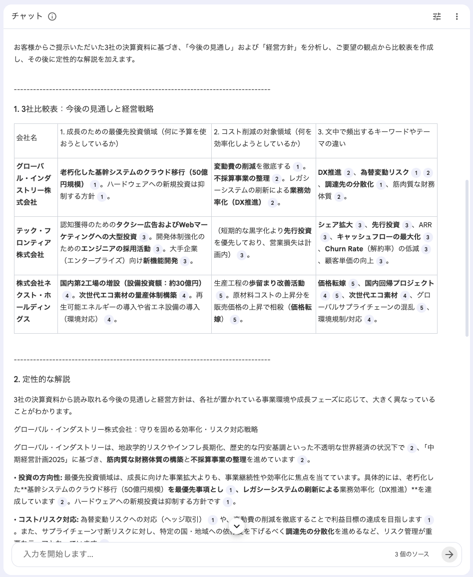 NotebookLM 決算短信 分析結果1