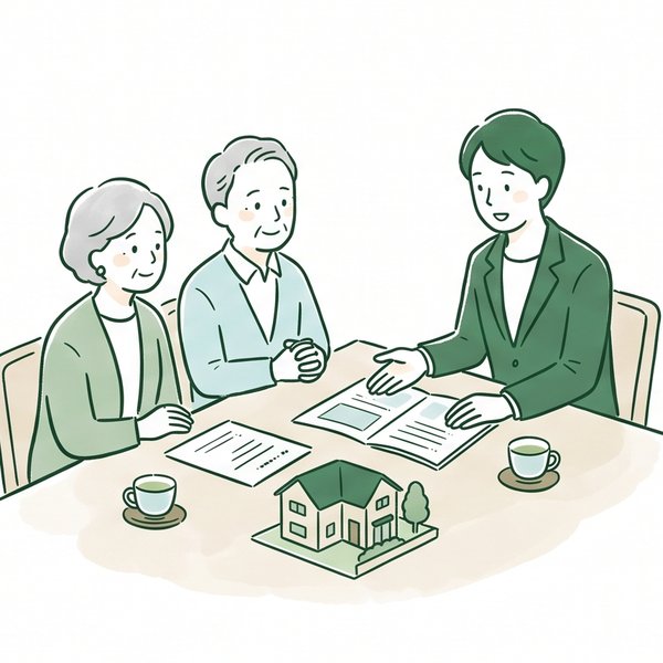 売却の相談をしているご夫婦のイラスト